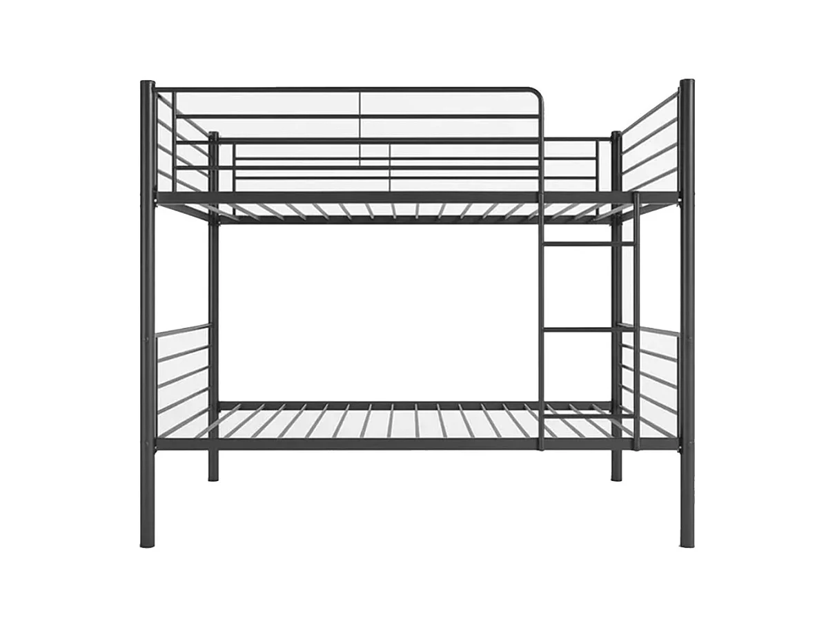 Litera metálica de 161x97x200 cm con escalera frontal y baranda de seguridad en negro Finy