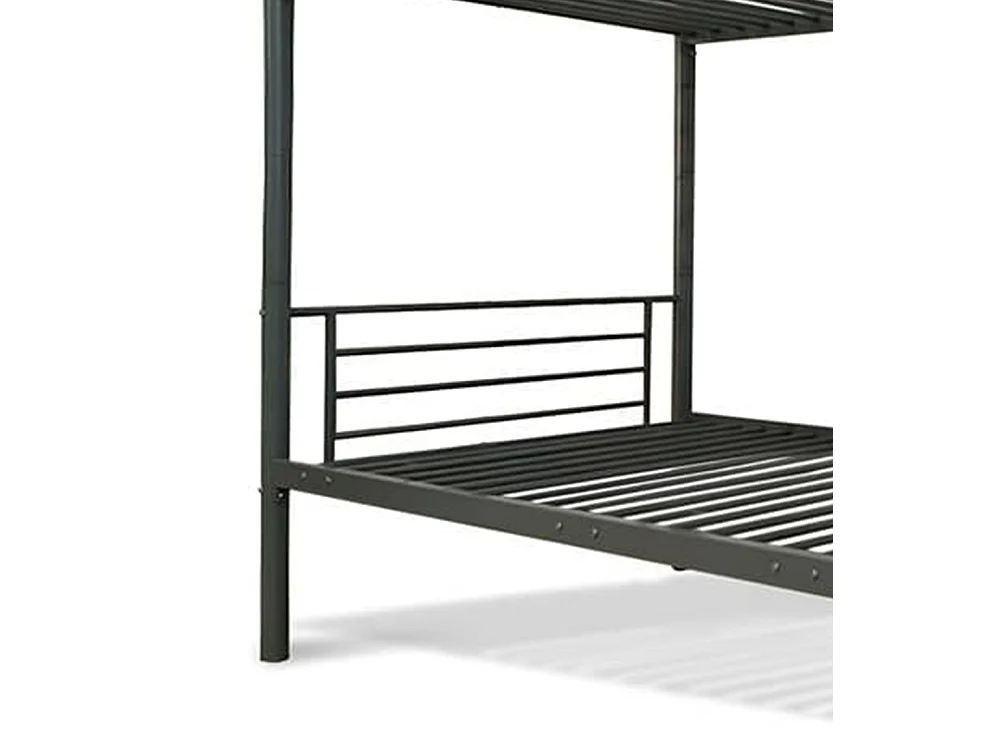 Litera metálica de 161x97x200 cm con escalera frontal y baranda de seguridad en negro Finy