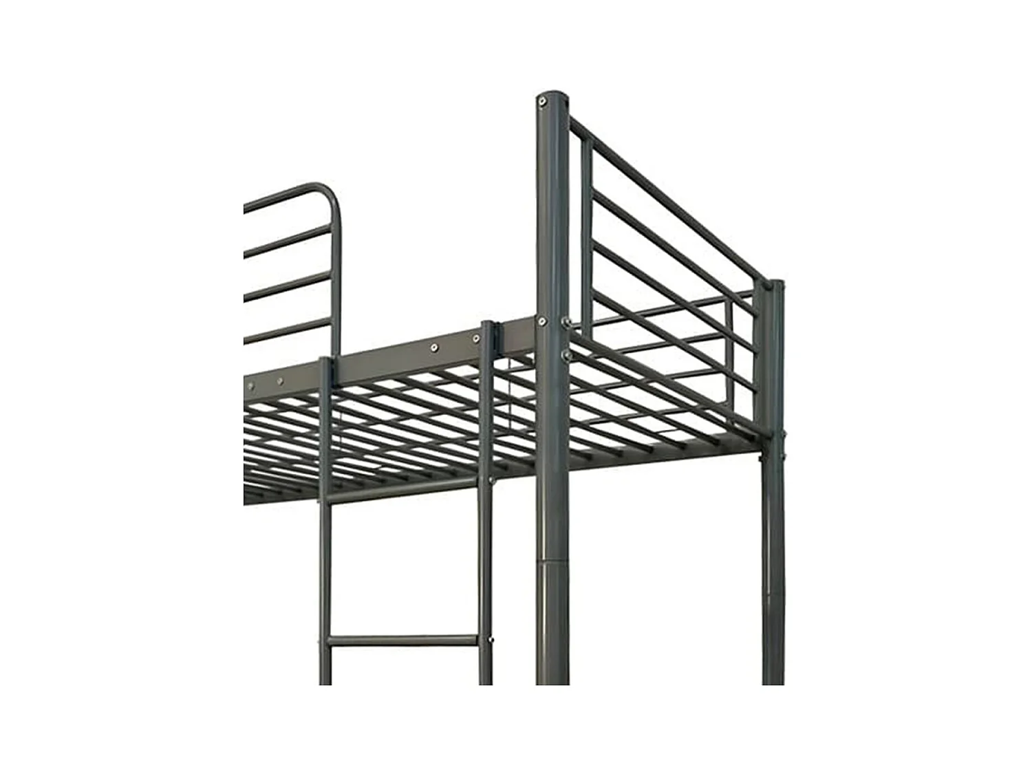 Litera metálica de 161x97x200 cm con escalera frontal y baranda de seguridad en negro Finy