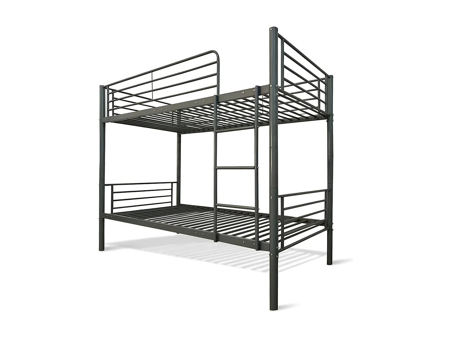 Litera metálica de 161x97x200 cm con escalera frontal y baranda de seguridad en negro Finy