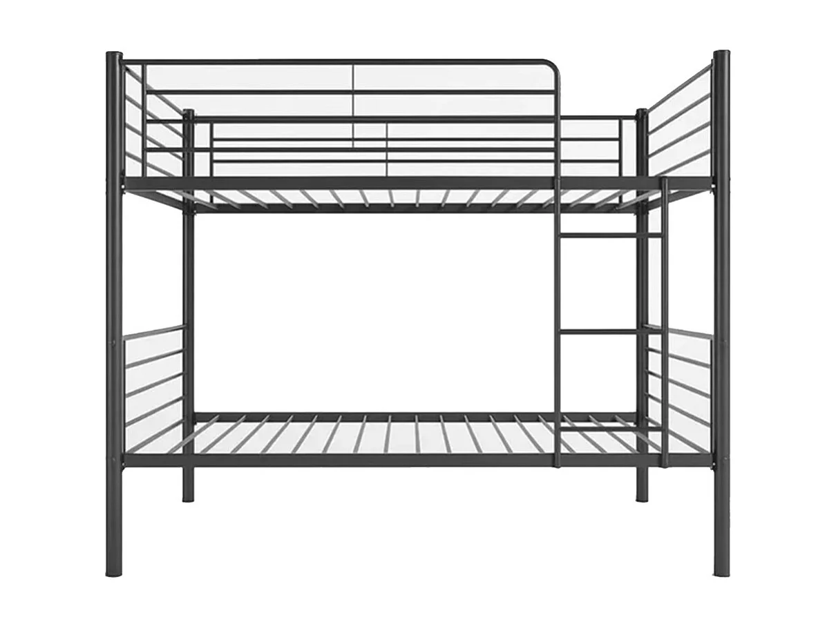 Litera metálica de 161x97x200 cm con escalera frontal y baranda de seguridad en negro Finy