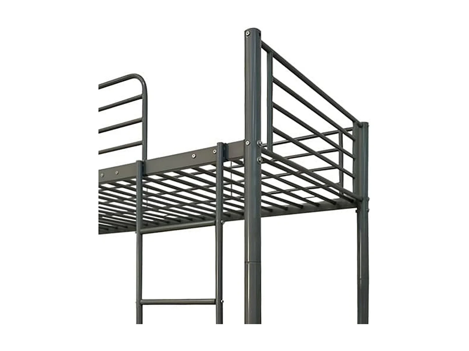 Litera metálica de 161x97x200 cm con escalera frontal y baranda de seguridad en negro Finy