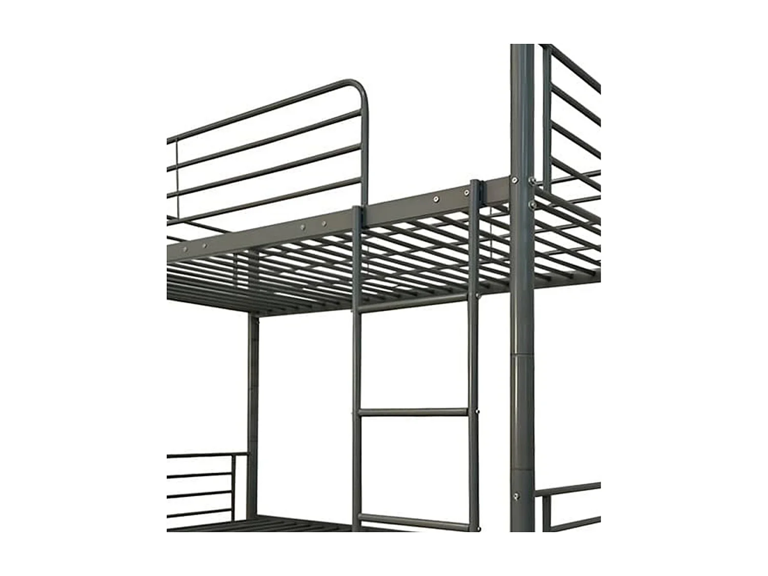 Litera metálica de 161x97x200 cm con escalera frontal y baranda de seguridad en negro Finy