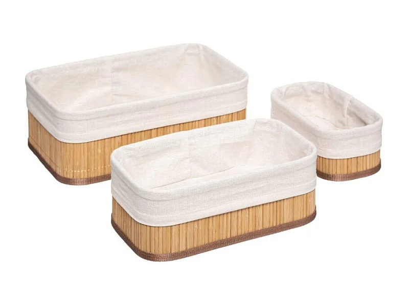 Lot de 3 Paniers de Rangement "Bambou" 30cm Naturel