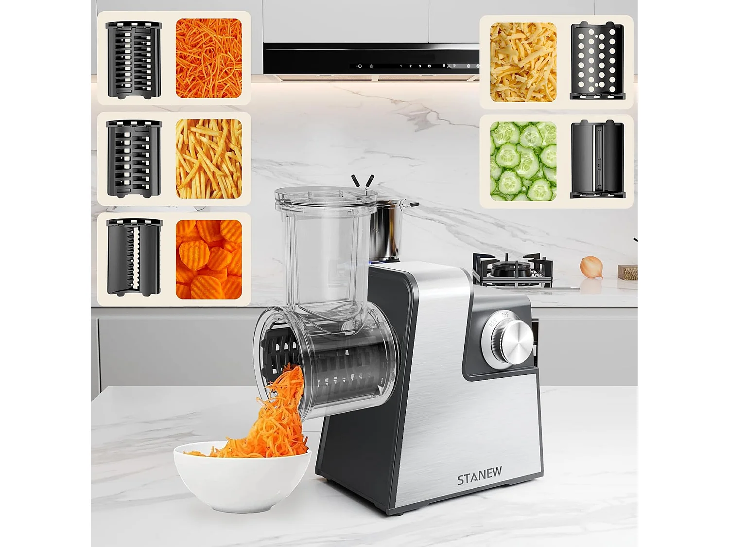 Hachoir à Viande Électrique STANEW 2500W, 2 Vitesses Réglables, 5 Lames/2 Plaques