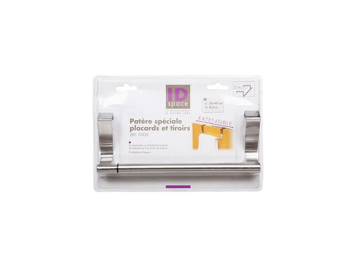 Patère de Placard Inox "Extensible" 41cm Argent