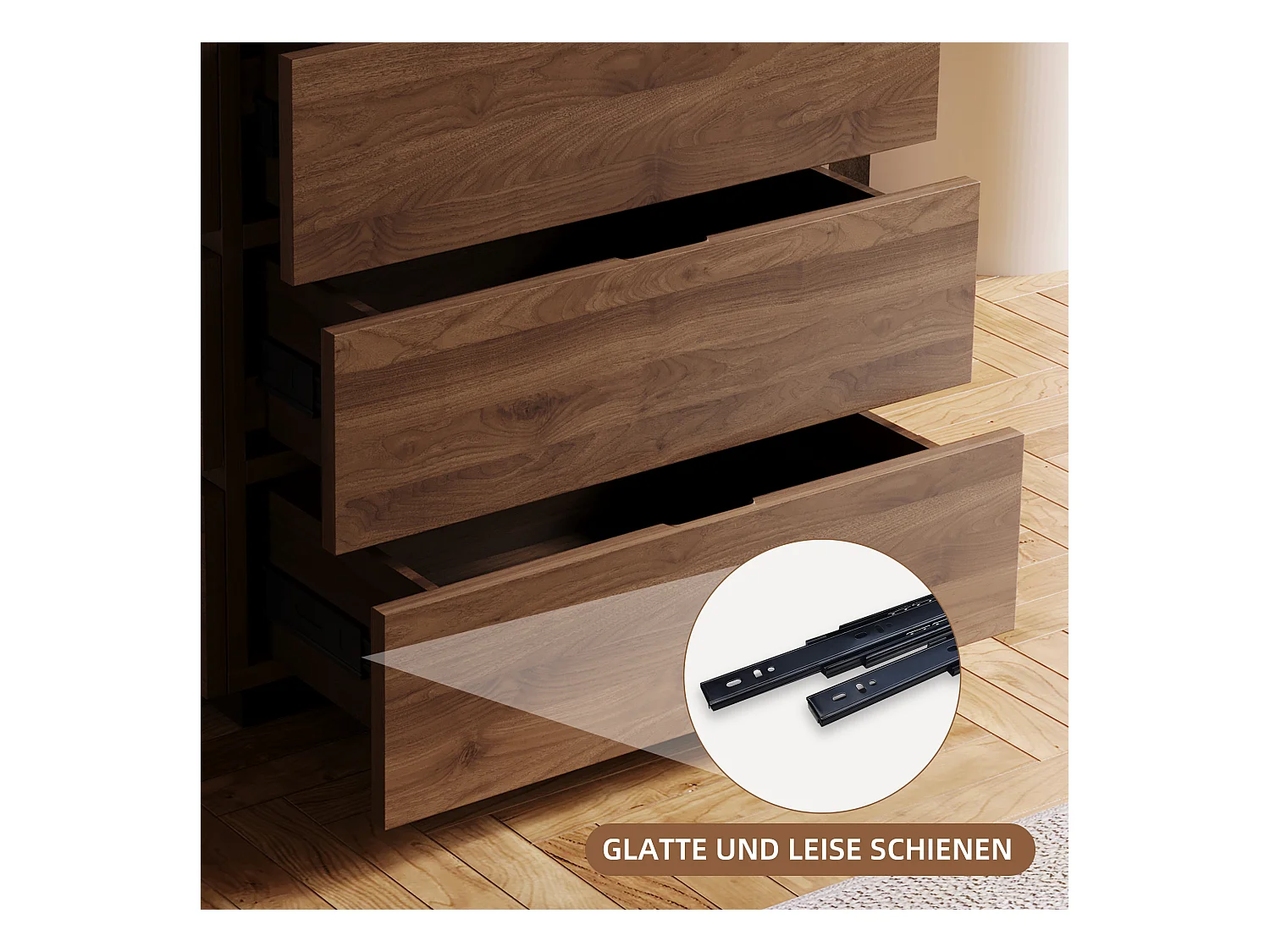 Commode étroite avec 4 tiroirs – Meuble de Rangement Moderne à l’Aspect Bois, Peu encombrant et Haut, idéal pour la Chambre, Le Salon ou Le Couloir, Largeur 40 cm