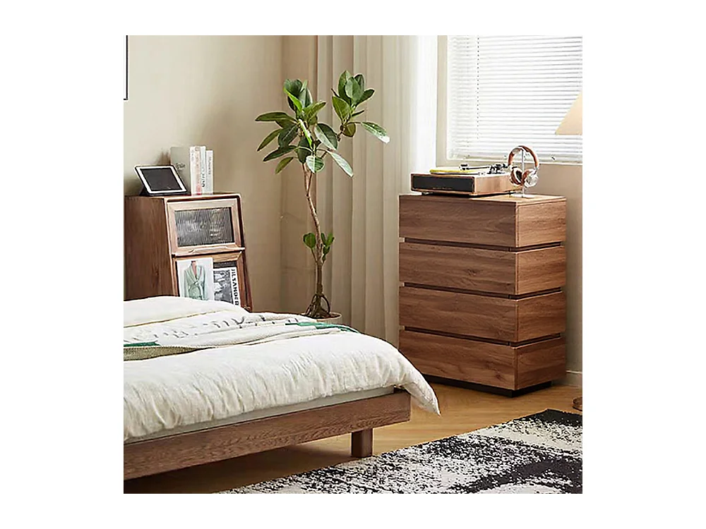 Commode étroite avec 4 tiroirs – Meuble de Rangement Moderne à l’Aspect Bois, Peu encombrant et Haut, idéal pour la Chambre, Le Salon ou Le Couloir, Largeur 40 cm