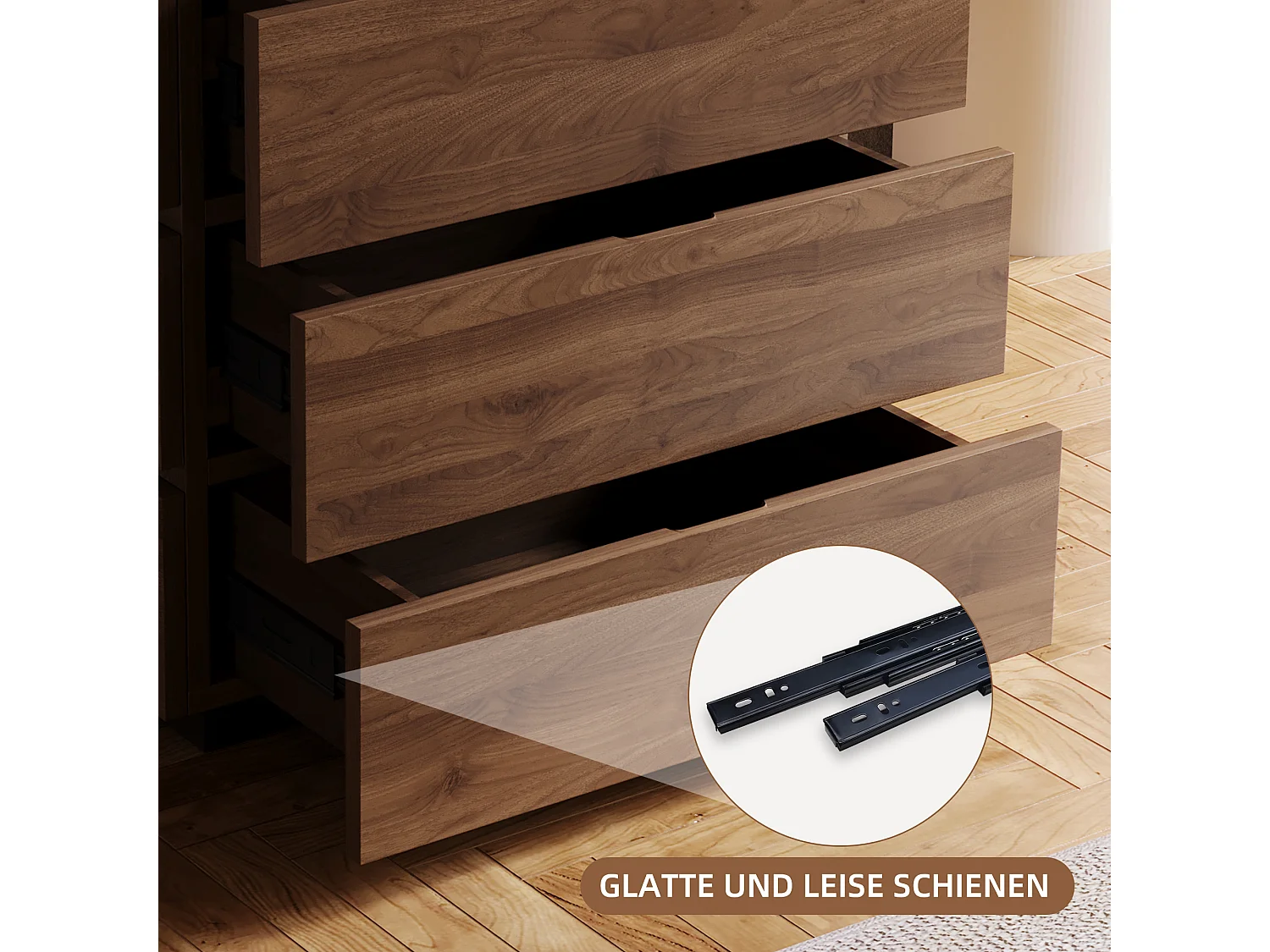 Commode étroite avec 4 tiroirs – Meuble de Rangement Moderne à l’Aspect Bois, Peu encombrant et Haut, idéal pour la Chambre, Le Salon ou Le Couloir, Largeur 40 cm