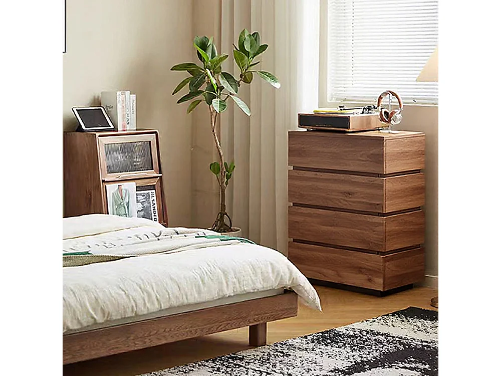 Commode étroite avec 4 tiroirs – Meuble de Rangement Moderne à l’Aspect Bois, Peu encombrant et Haut, idéal pour la Chambre, Le Salon ou Le Couloir, Largeur 40 cm