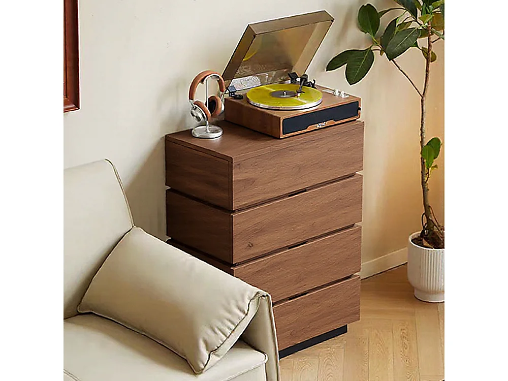 Commode étroite avec 4 tiroirs – Meuble de Rangement Moderne à l’Aspect Bois, Peu encombrant et Haut, idéal pour la Chambre, Le Salon ou Le Couloir, Largeur 40 cm