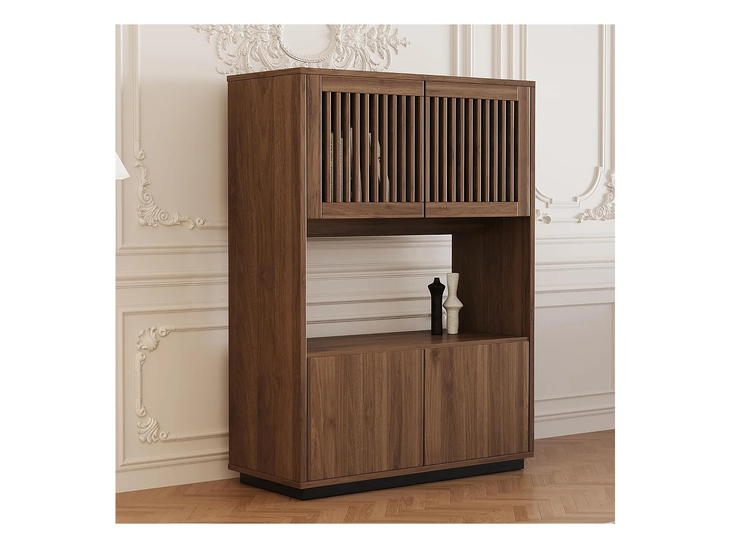 Vintage Nussbaum Kommode 120cm - Stauraum für Wohnen/Schlafen - Landhausstil für kleine Räume - 5 Schubladen