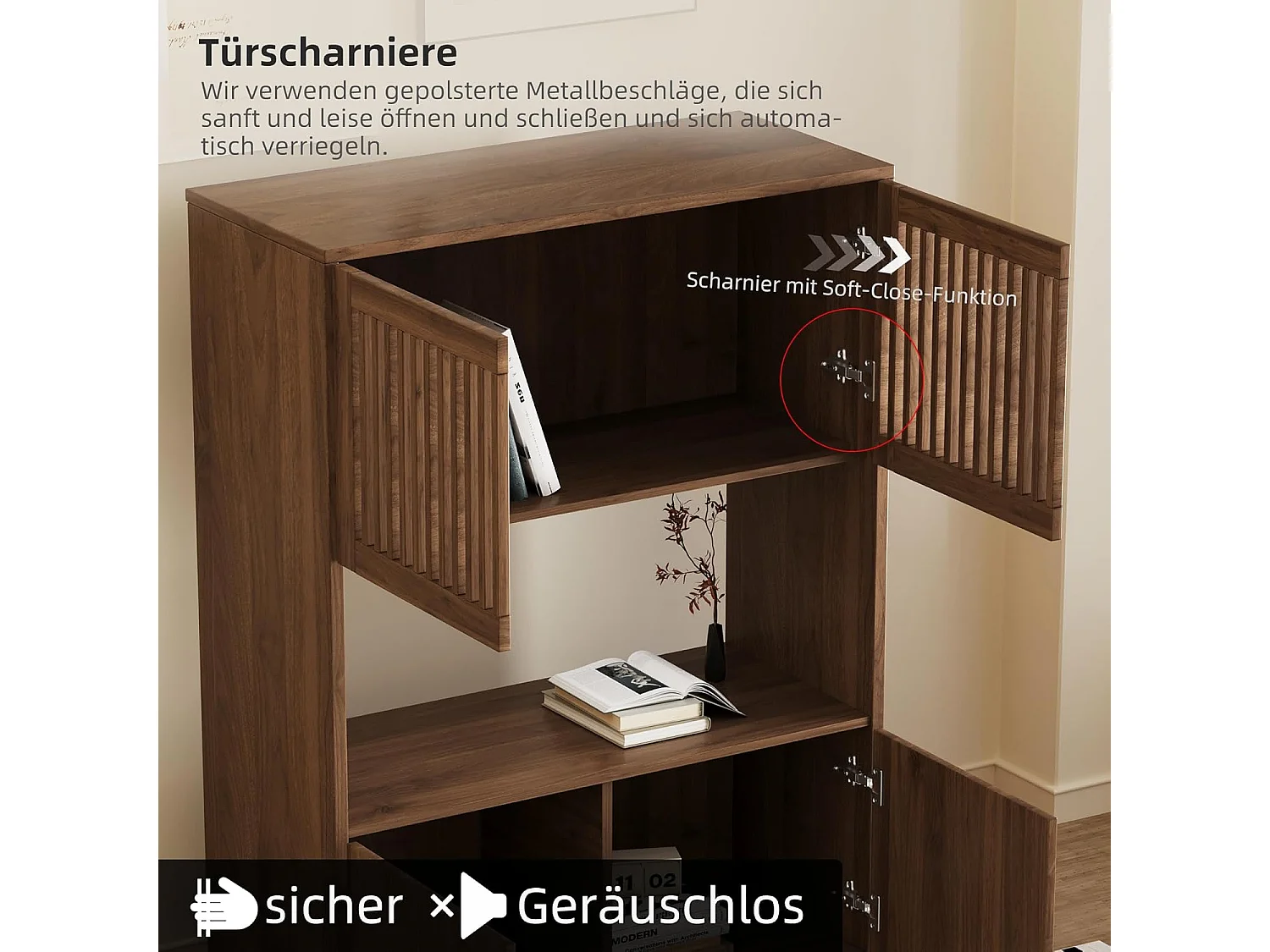 Vintage Nussbaum Kommode 120cm - Stauraum für Wohnen/Schlafen - Landhausstil für kleine Räume - 5 Schubladen