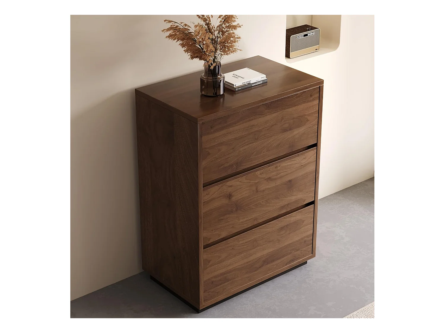 Commode étroite avec 3 tiroirs – Meuble de Rangement Moderne à l’Aspect Bois, Peu encombrant et Haut, idéal pour la Chambre, Le Salon ou Le Couloir, Largeur 40 cm