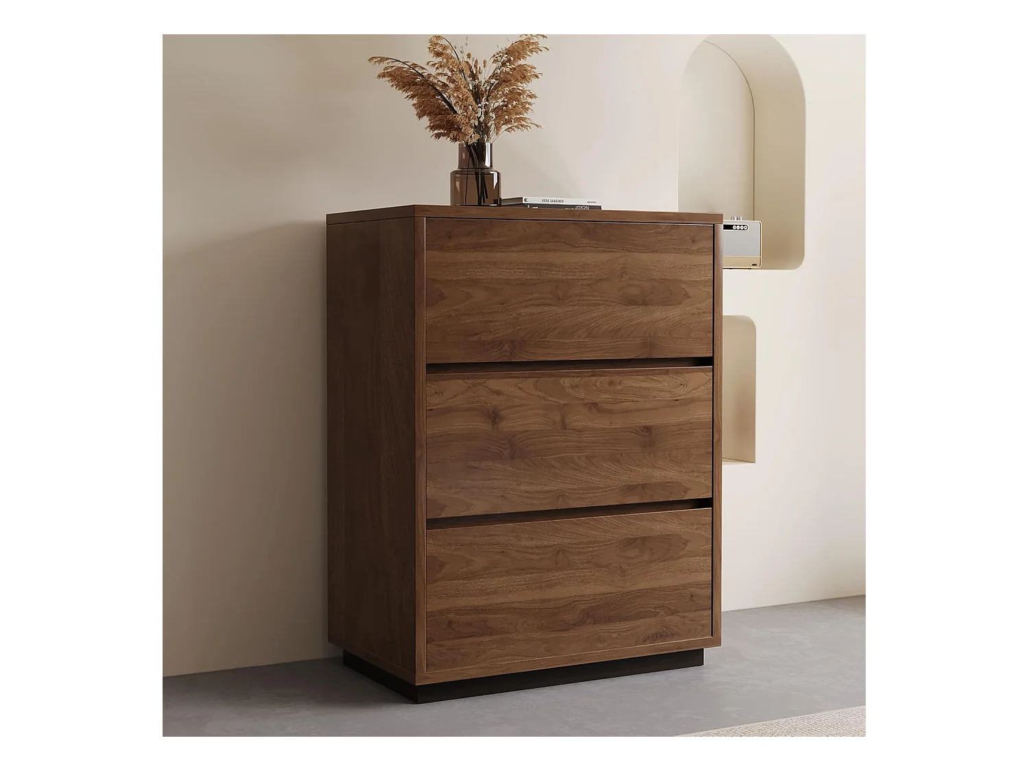 Commode étroite avec 3 tiroirs – Meuble de Rangement Moderne à l’Aspect Bois, Peu encombrant et Haut, idéal pour la Chambre, Le Salon ou Le Couloir, Largeur 40 cm