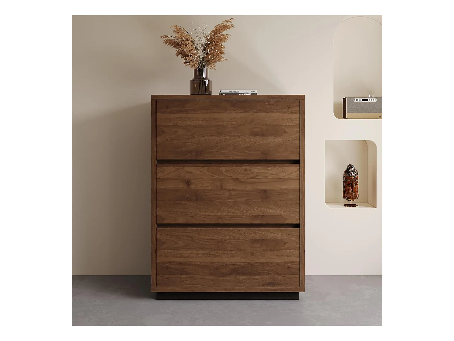 Commode étroite avec 3 tiroirs – Meuble de Rangement Moderne à l’Aspect Bois, Peu encombrant et Haut, idéal pour la Chambre, Le Salon ou Le Couloir, Largeur 40 cm
