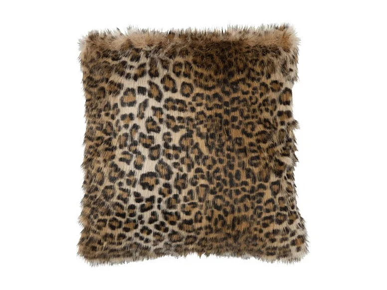 Coussin Imitation Fourrure "Léopard" 45x45cm Marron