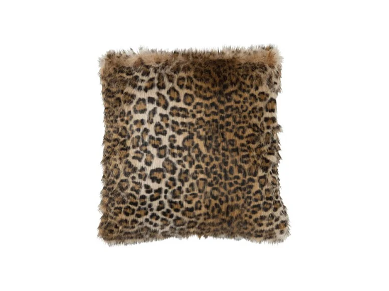 Coussin Imitation Fourrure "Léopard" 45x45cm Marron
