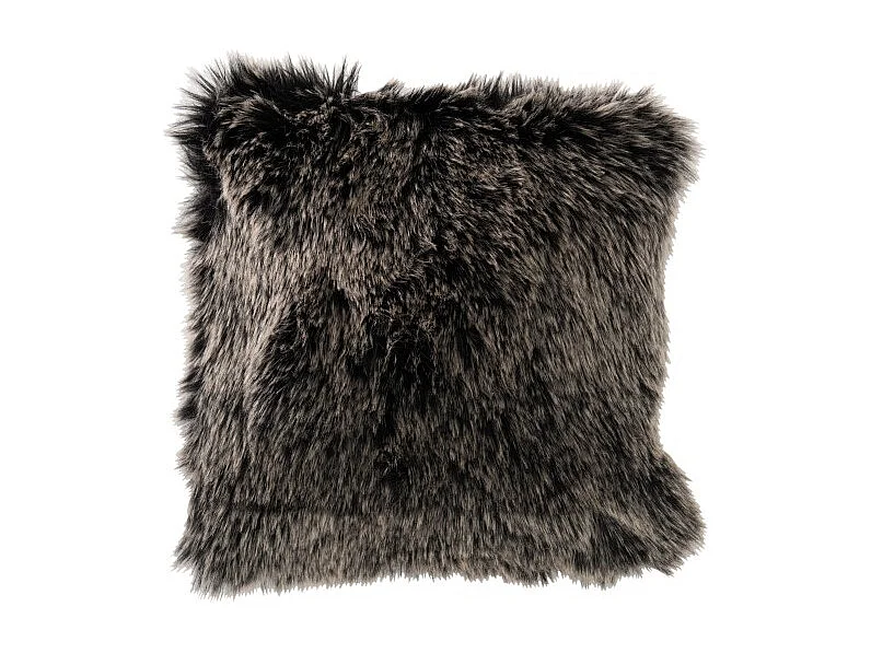 Coussin Imitation Fourrure "Longs" 45x45cm Gris