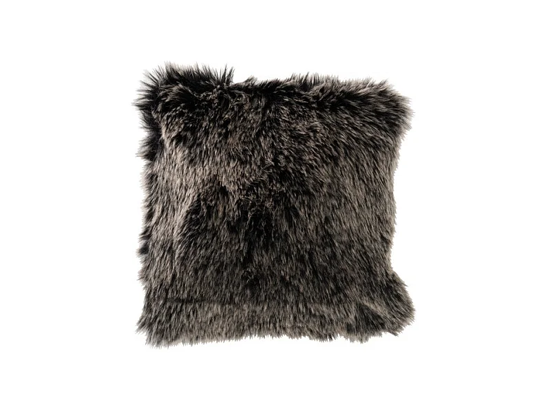 Coussin Imitation Fourrure "Longs" 45x45cm Gris