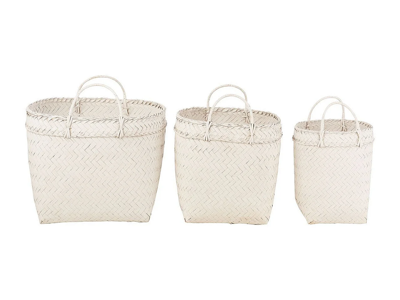 Lot de 3 Paniers Déco "Rotin" 50cm Blanc