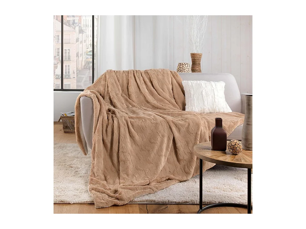 Plaid Imitation Fourrure "Foxy" 180x220cm Sable