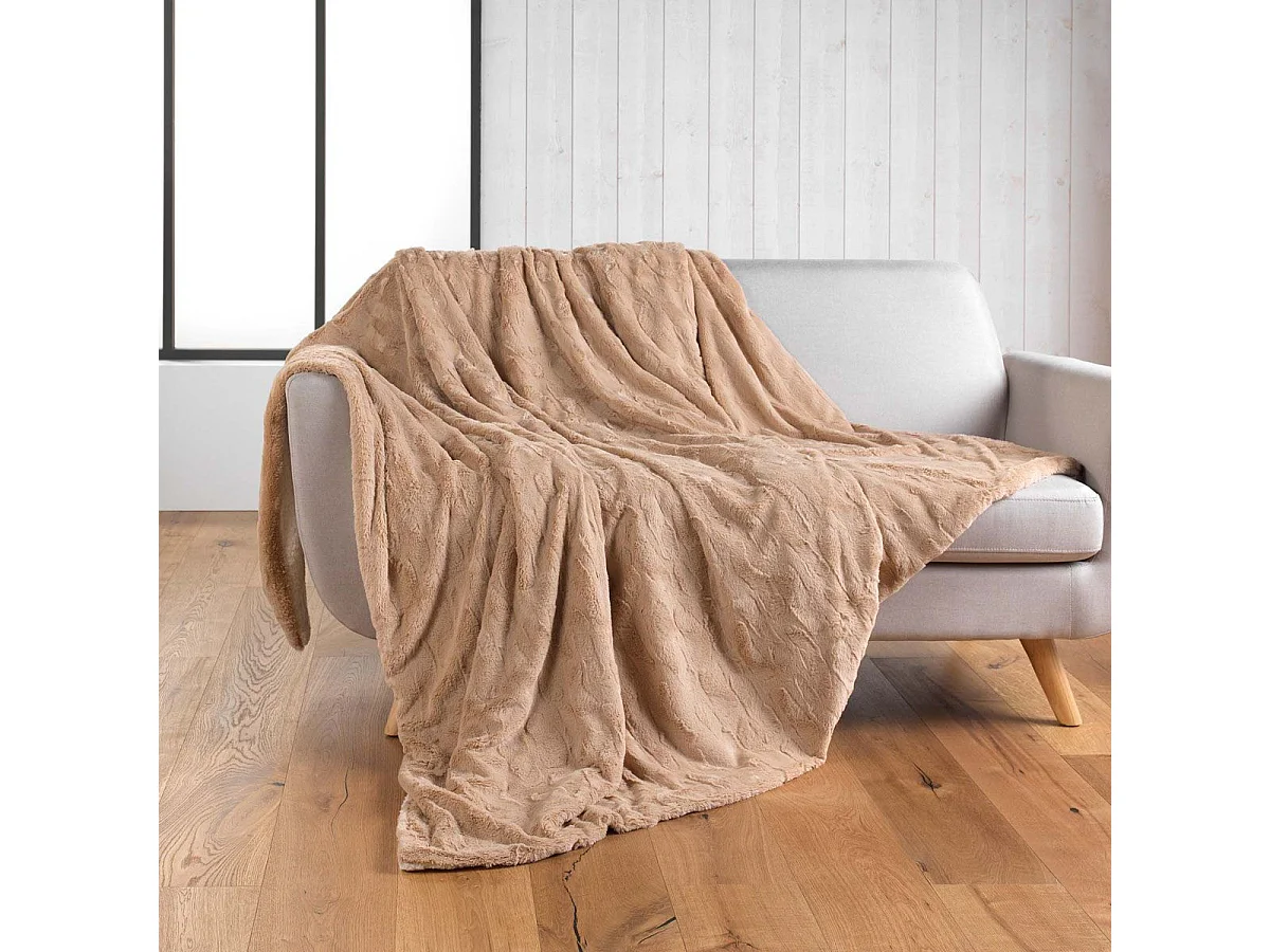 Manta de Imitação de Pele "Foxy" 180x220cm Areia Douceur d'Intérieur