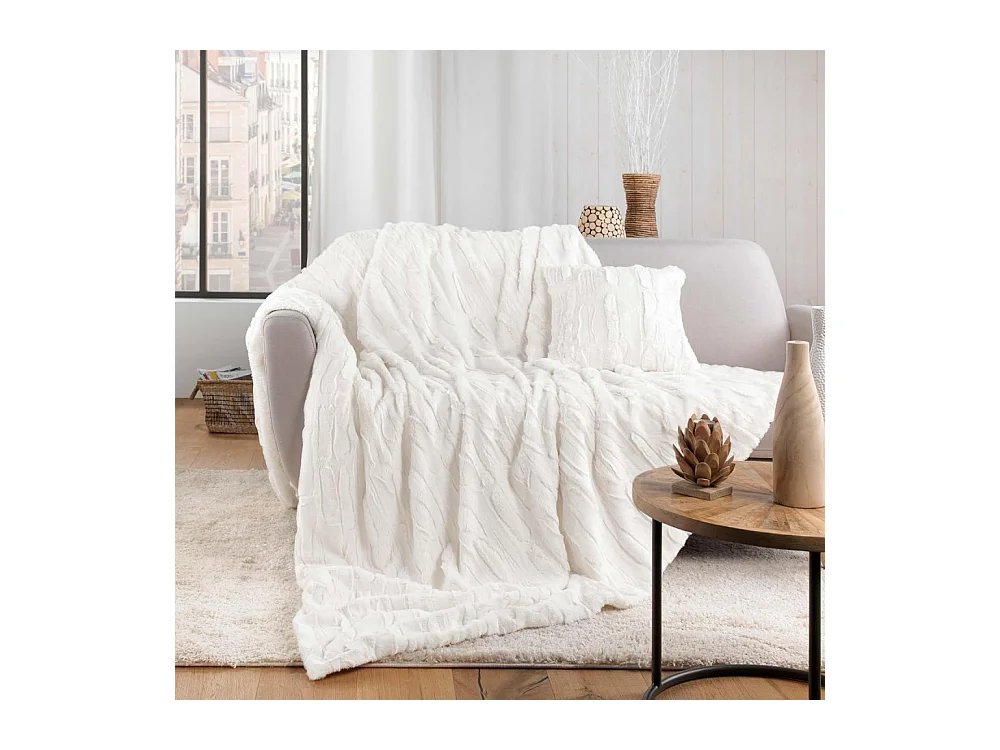 Plaid Imitation Fourrure "Foxy" 180x220cm Naturel