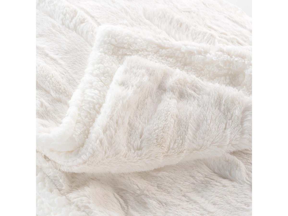 Manta de Imitação de Pele "Foxy" 180x220cm Natural - Conforto Fofinho e Certificado Oeko-TEX