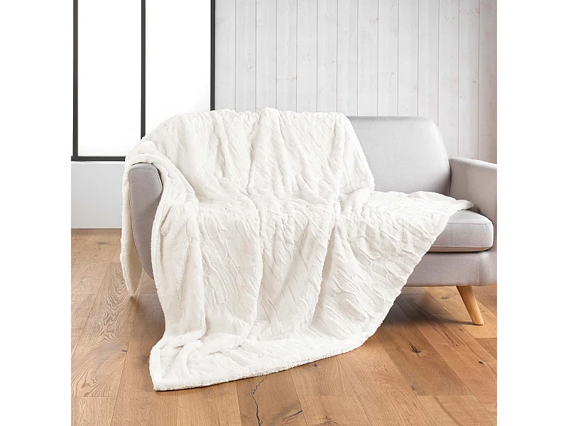 Manta de Imitação de Pele "Foxy" 180x220cm Natural - Conforto Fofinho e Certificado Oeko-TEX