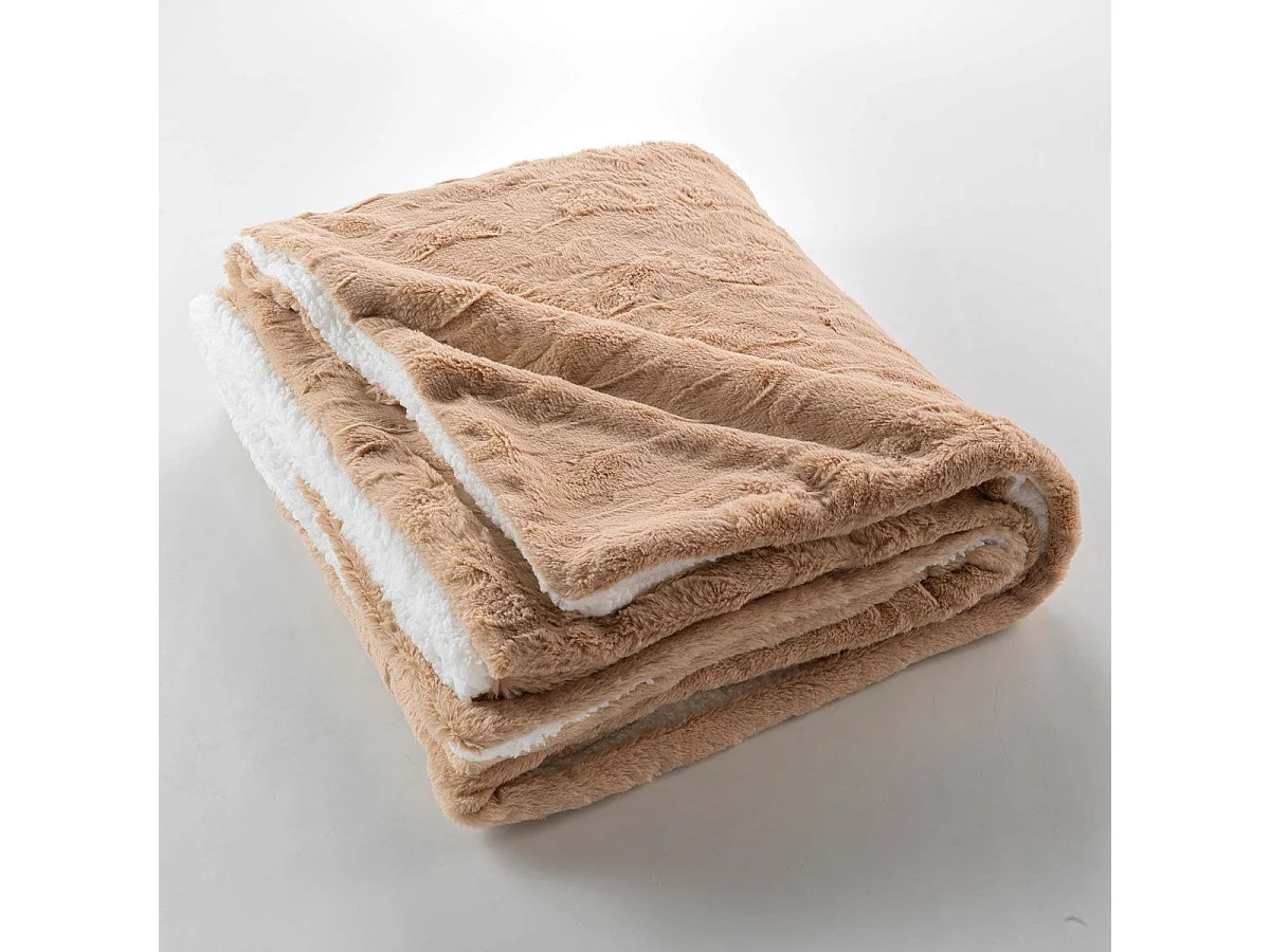Manta de Imitação de Pele "Foxy" 125x150cm Reversível Sherpa Confortável e Macia - Certificado Oeko-TEX
