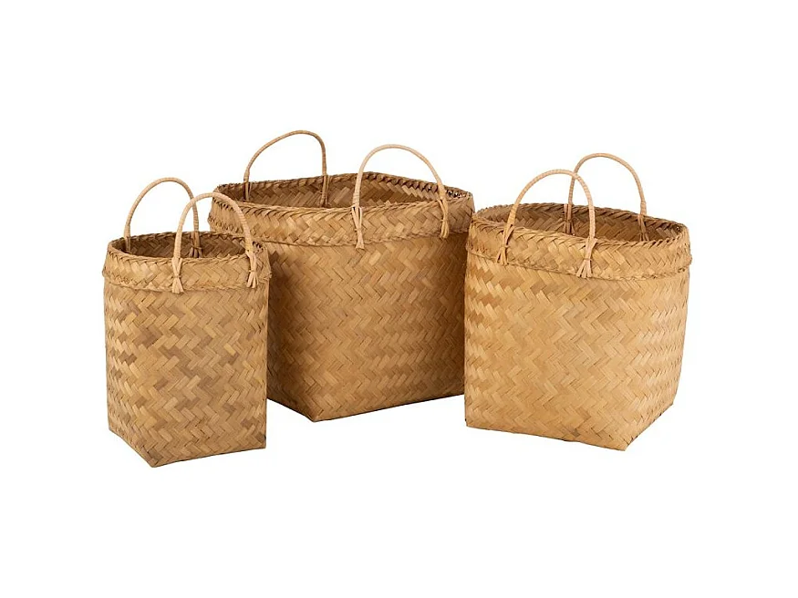 Lot de 3 Paniers Déco "Rotin" 50cm Naturel