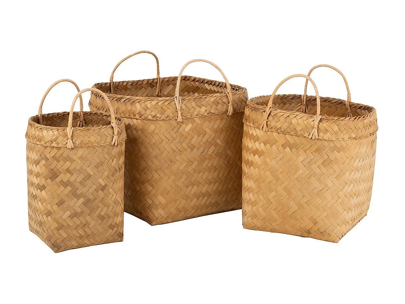Lot de 3 Paniers Déco "Rotin" 50cm Naturel