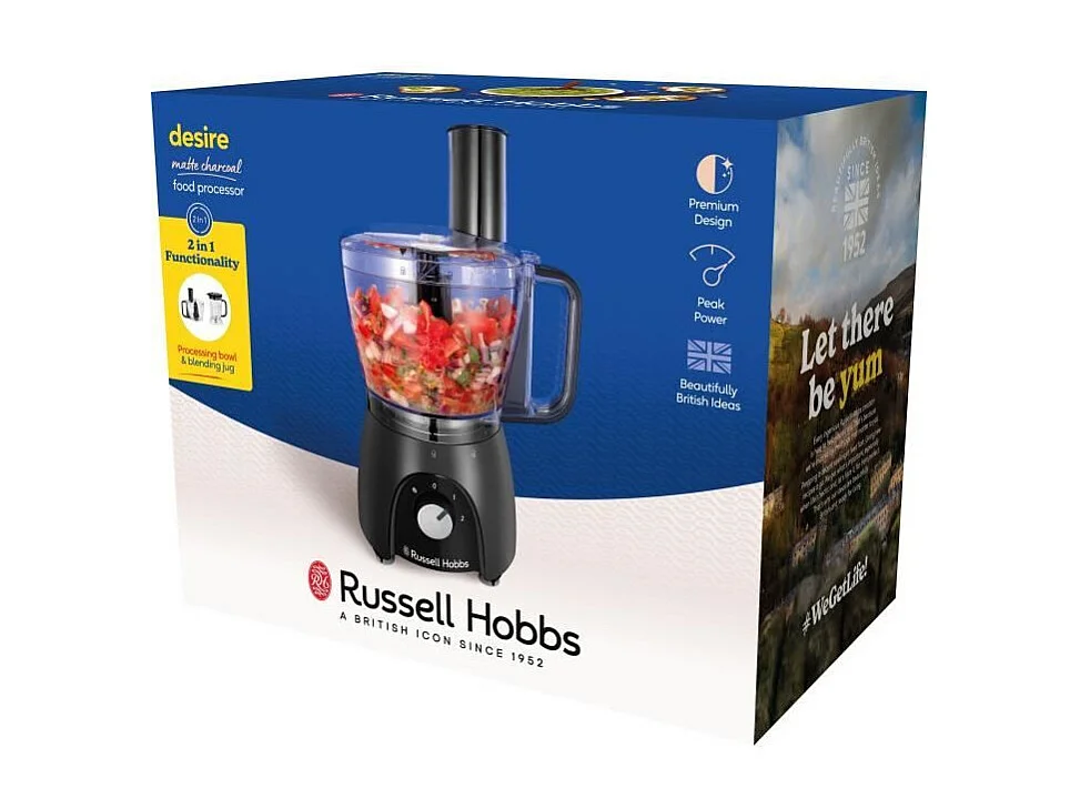 Robot culinaire - RUSSEL HOBBS - Desire Matte Charcoal - 600 W - 2 vitesses + pulse - Noir