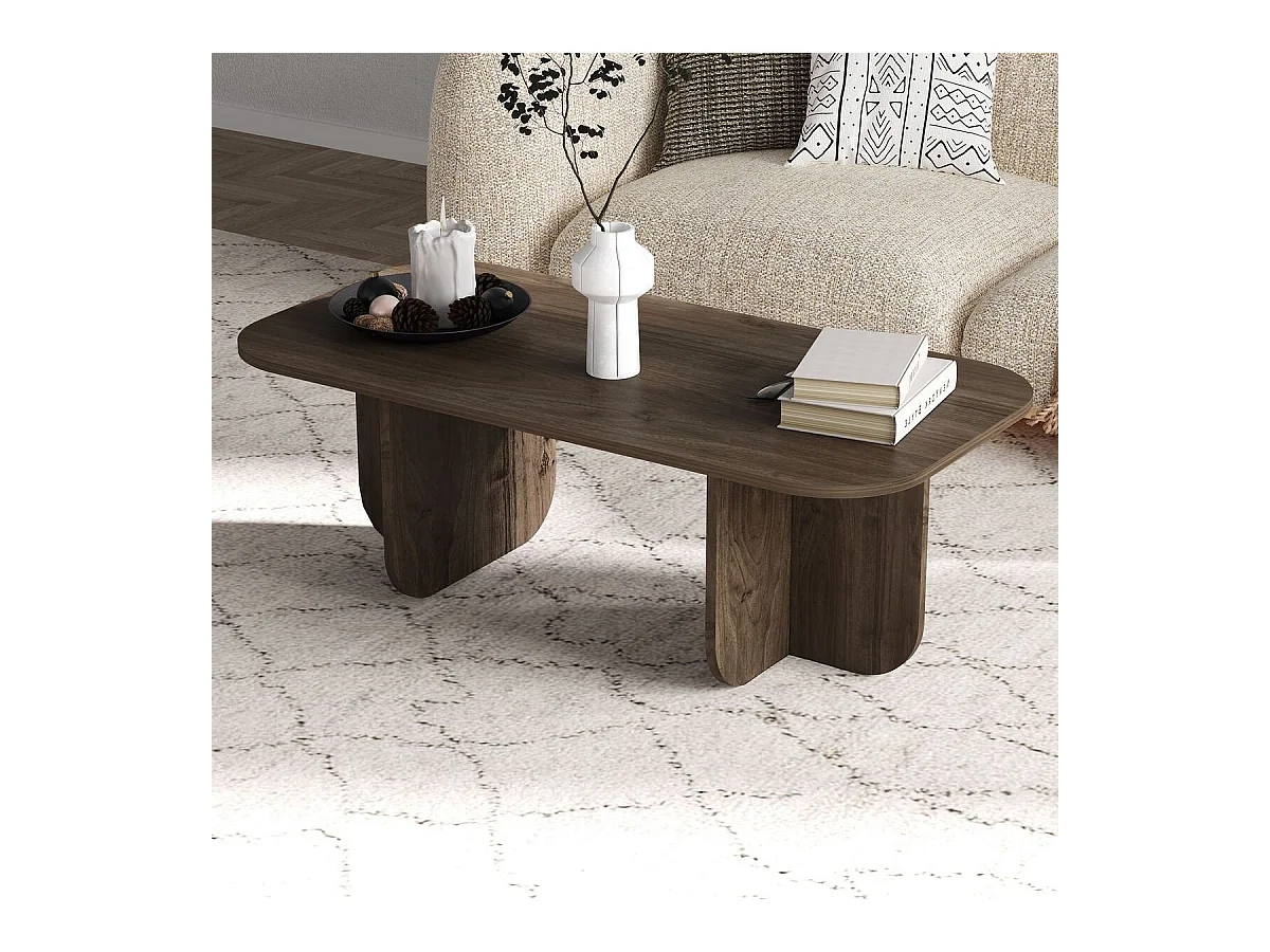 Table basse rectangulaire avec plateau aux bords arrondis L120 cm - BECAJ