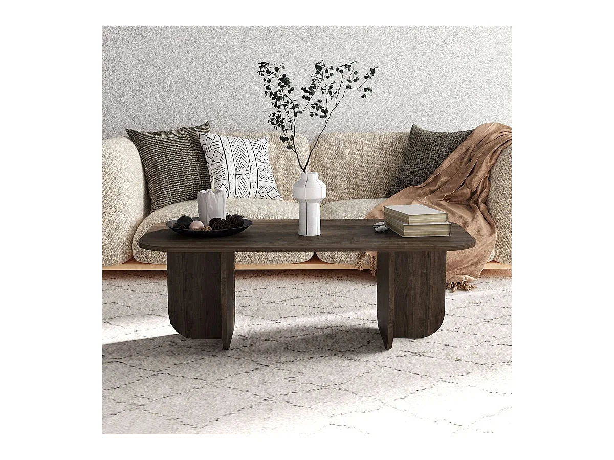 Table basse rectangulaire avec plateau aux bords arrondis L120 cm - BECAJ