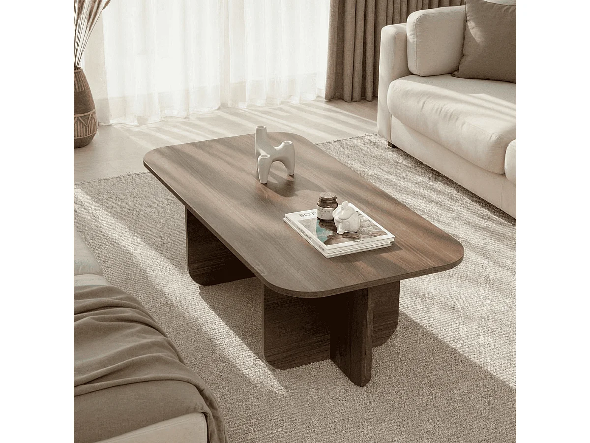 Table basse rectangulaire avec plateau aux bords arrondis L120 cm - BECAJ