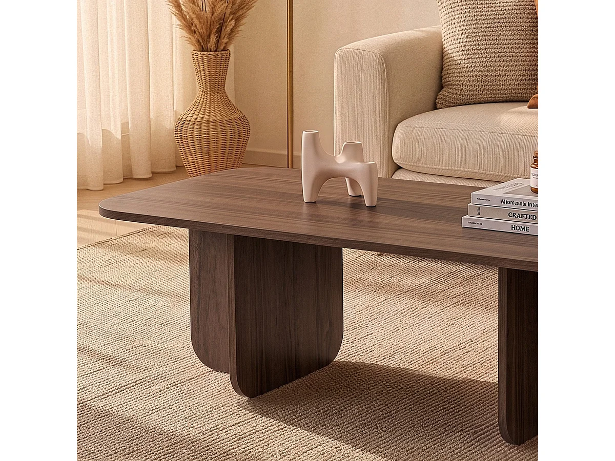 Table basse rectangulaire avec plateau aux bords arrondis L120 cm - BECAJ