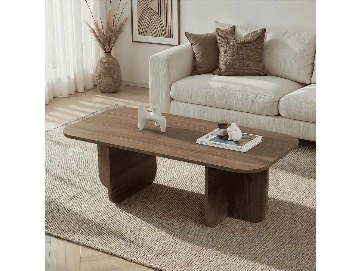 Rechthoekige salontafel met afgeronde randen L120 cm - BECAJ