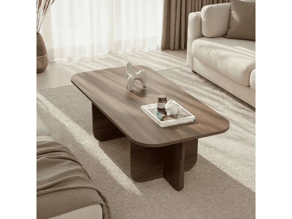 Rechthoekige salontafel met afgeronde randen L120 cm - BECAJ