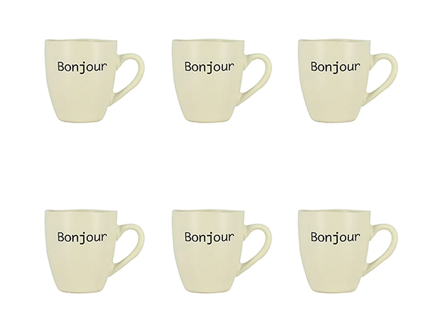 Novastyl - Lot 6 Tasses Bonjour 20cl En Gres Blanc