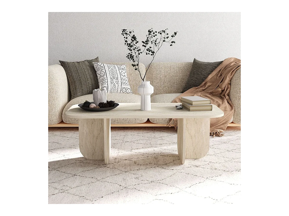 Rechthoekige salontafel met afgeronde randen L120 cm - BECAJ