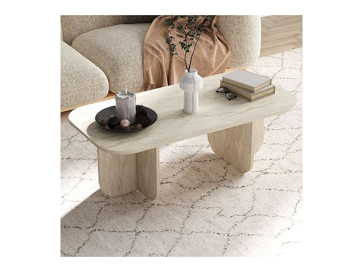 Rechthoekige salontafel met afgeronde randen L120 cm - BECAJ