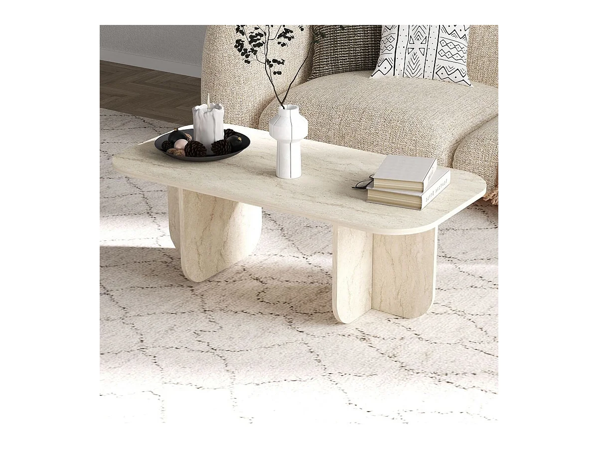 Table basse rectangulaire avec plateau aux bords arrondis L120 cm - BECAJ