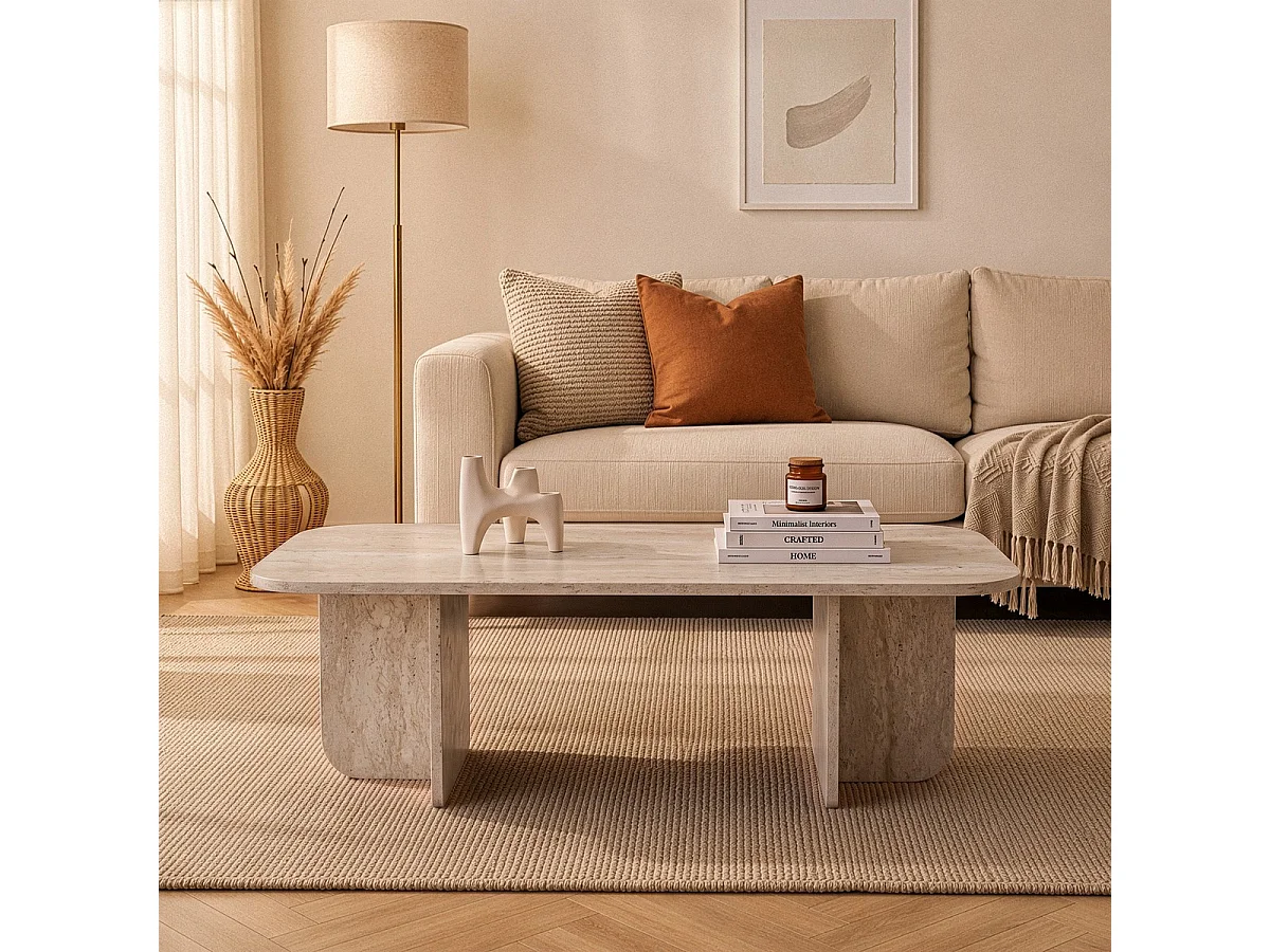 Table basse rectangulaire avec plateau aux bords arrondis L120 cm - BECAJ