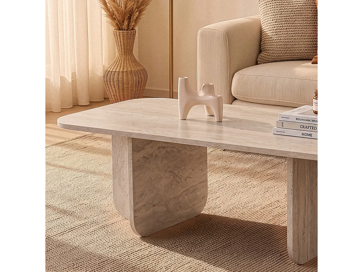 Table basse rectangulaire avec plateau aux bords arrondis L120 cm - BECAJ
