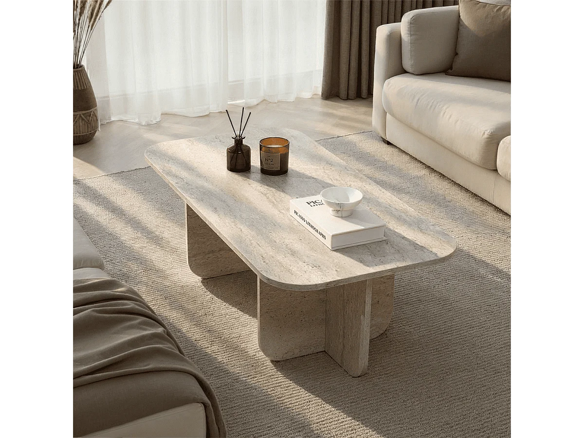 Table basse rectangulaire avec plateau aux bords arrondis L120 cm - BECAJ