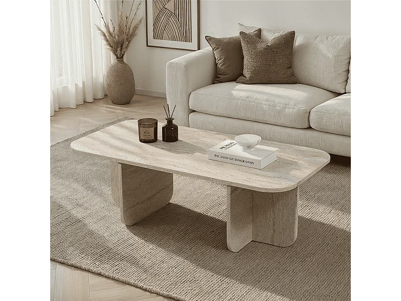 Table basse rectangulaire avec plateau aux bords arrondis L120 cm - BECAJ