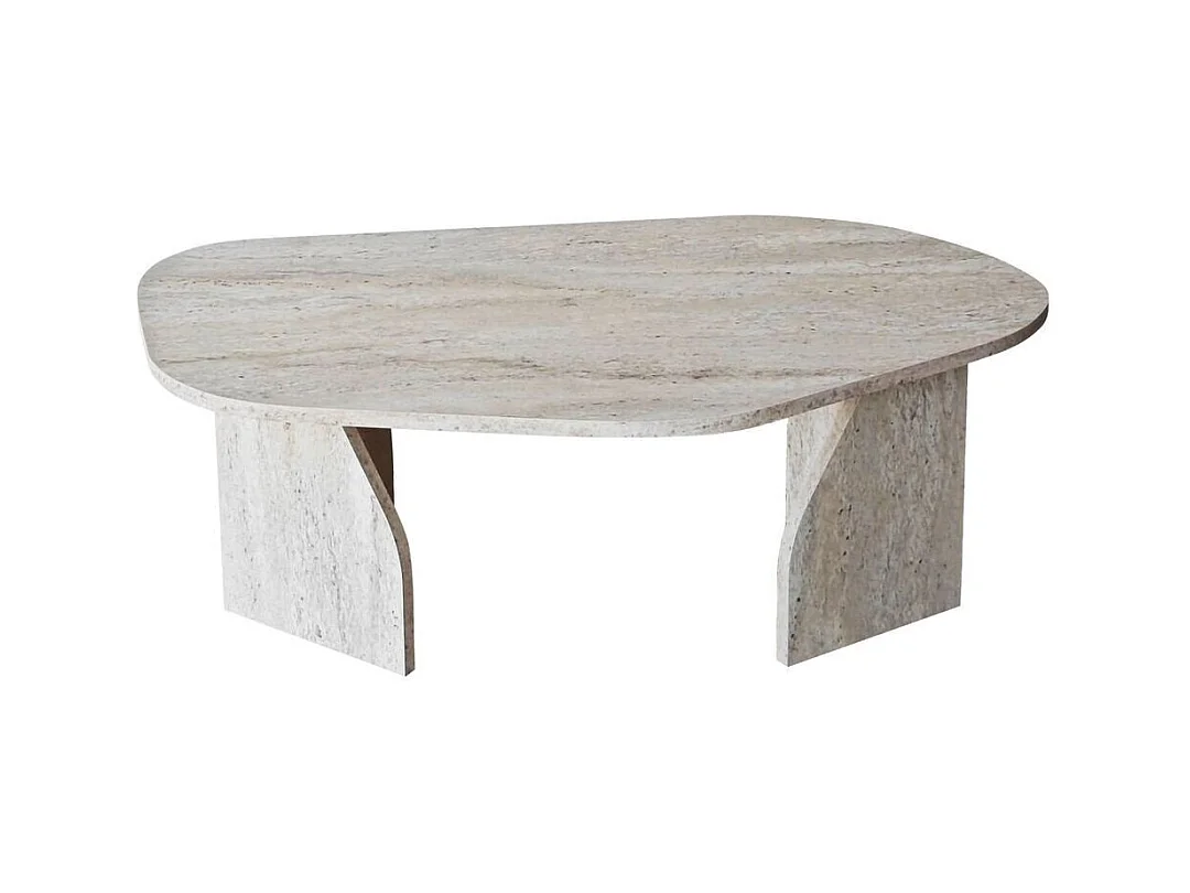 Table basse avec plateau de forme organique et pieds larges L105 cm - ROCK