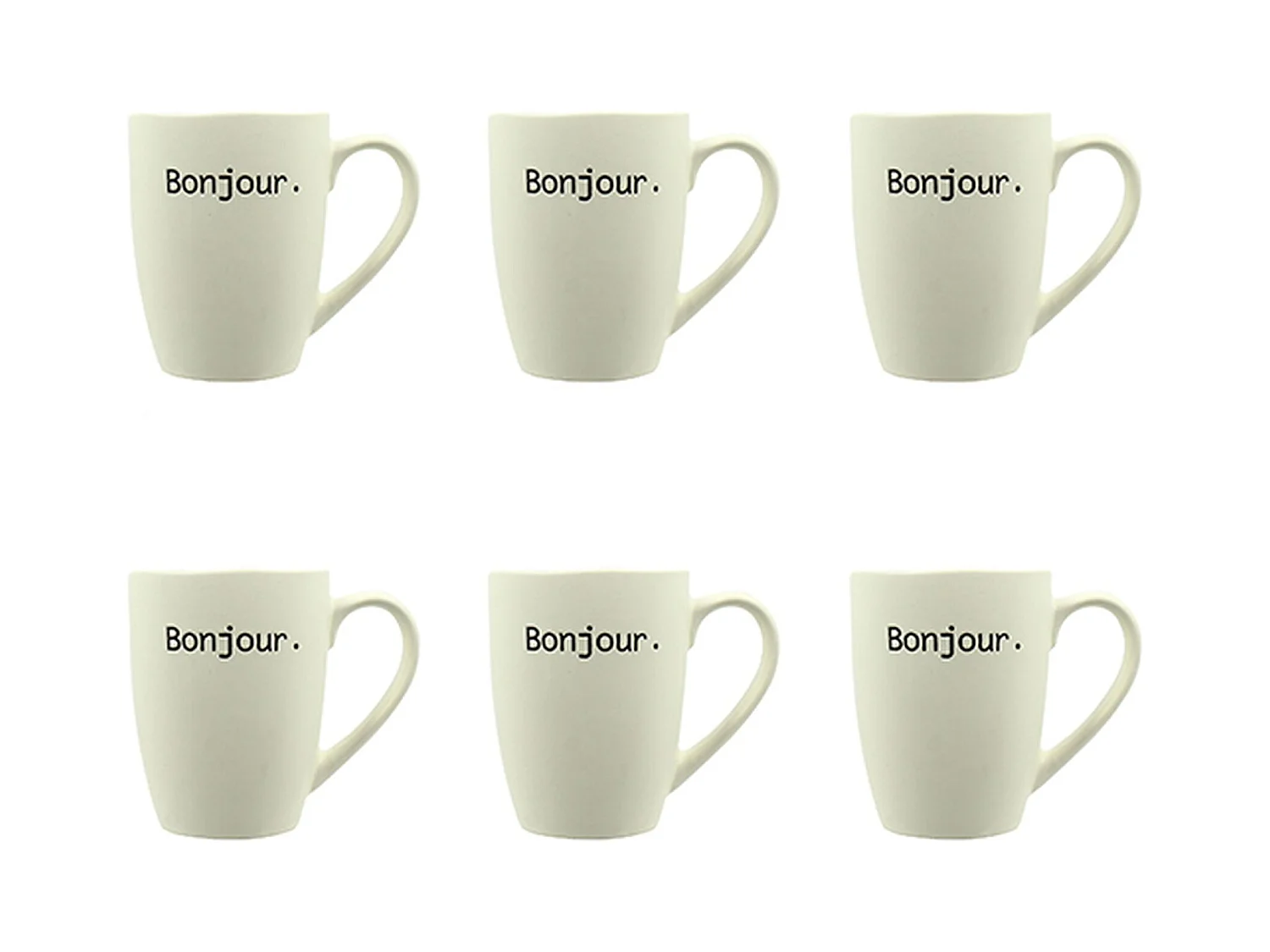 Novastyl - Lot 6 Mugs Bonjour 38cl En Gres Blanc